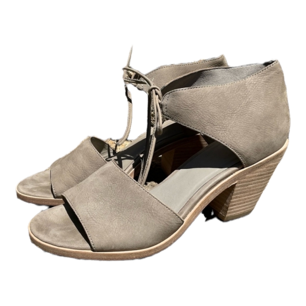 Eileen Fisher Ann Nubuck Tie front Sandal Size 8.5 Minimalist Mute - Picture 2 of 8
